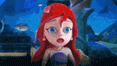 a cartoon character with red hair and blue eyes