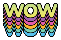 the word wow is written in rainbow colors