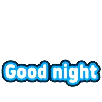 a sticker that says " good night " with a crescent moon in the background
