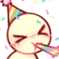 a cartoon of a person wearing a party hat and blowing a party horn