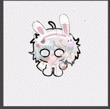 a drawing of a girl with bunny ears and glasses on a computer screen