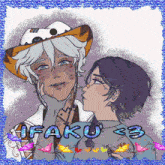 a drawing of a man and a woman with the words ifaku < 3 below them