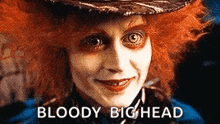 alice in wonderland mad hatter with bloody big head