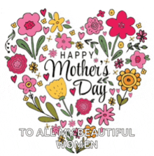 a happy mother 's day card with a heart made of flowers and hearts