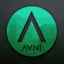 a green circle with a black triangle and the word avni on it