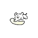 a cartoon drawing of a dog laying on a blanket .