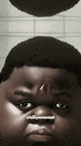 a close up of a person 's face with a funny meme vault written below it