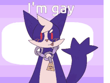 a drawing of a cat with the words i 'm gay on the bottom
