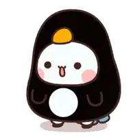 a cute cartoon penguin is wearing a black penguin costume and standing on a white background .