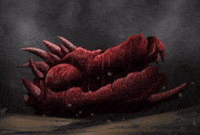 a painting of a dragon 's head with blood dripping from it