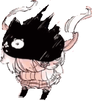 a drawing of a girl wearing a cat mask .