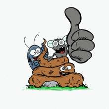 a cartoon illustration of a fly giving a thumbs up