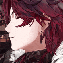 a close up of a cartoon character with red hair