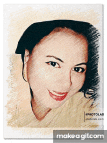 a drawing of a woman with the words make a git.com underneath it