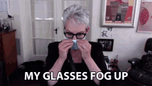 My Glasses Fog Up Jamie Lee Curtis GIF - My Glasses Fog Up Jamie Lee Curtis Lionsgate Live Stream GIFs