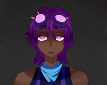 a drawing of a girl with purple hair
