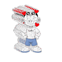 a cartoon character wearing sunglasses and a t-shirt that says haha