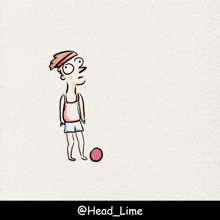 a drawing of a person kicking a ball with the hashtag head_lime
