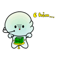 a cartoon character is holding a box with the word quy written on it