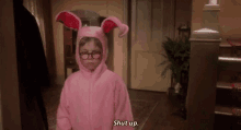 Shut Up GIF - Shut Up Bunny Costume GIFs