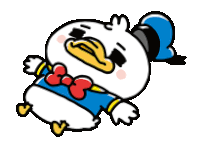 a cartoon drawing of donald duck wearing a bow tie and a hat .