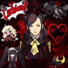 a collage of anime characters with the word lesbian on the top left
