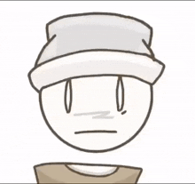 a cartoon drawing of a person wearing a hat