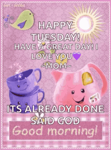 happy tuesday cup wink cute sun