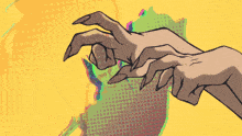 a cartoon drawing of a woman 's hands with long nails