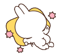 a cartoon of a rabbit laying on its back with pink stars surrounding it