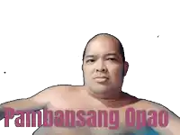 a man wearing a hat and a t-shirt that says pambansang opao on it