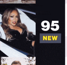a picture of a woman sitting in a car with the number 95 next to it