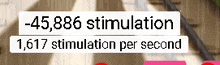 a sign that says -45,886 stimulation on it