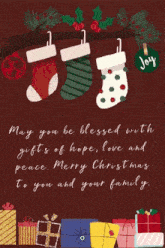 a christmas card that says may you be blessed with gifts of hope love peace merry christmas to you and your family