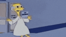 mrs. simpson from the simpsons is wearing a white robe and sunglasses .