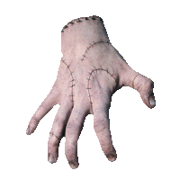 a close up of a hand with stitches and a white background