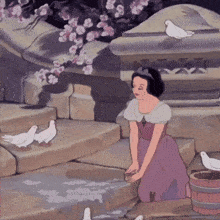 a cartoon of snow white kneeling on the ground