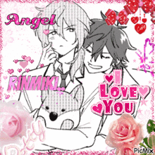 a picture of two anime characters with the words i love you