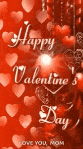 a valentine 's day greeting card with red hearts and a candle .
