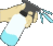 a pixel art of a person holding a bottle of water .