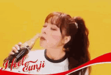 Brave Girls Eunji Feeling Good Drinking Coke Delicious Happy GIF