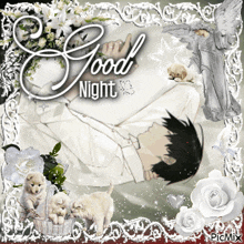 a picture of a man sleeping with the words good night