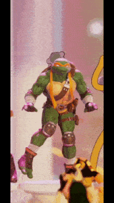 a teenage mutant ninja turtle is standing in a room