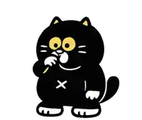 a drawing of a cat with a yellow circle on its head