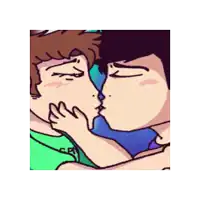 a cartoon of two men kissing with one wearing a green shirt that says cpr