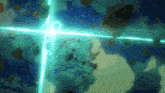 a painting of a blue sky with a light shining through it