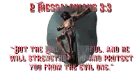 a picture of jesus on a cross with a quote from 2 thessalonians