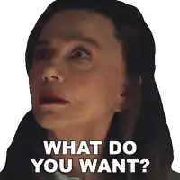 a woman with a surprised look on her face asks what do you want