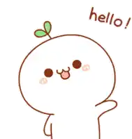 a cartoon character with a plant growing out of its head says hello