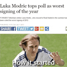 a picture of a soccer player with the caption " how it started "